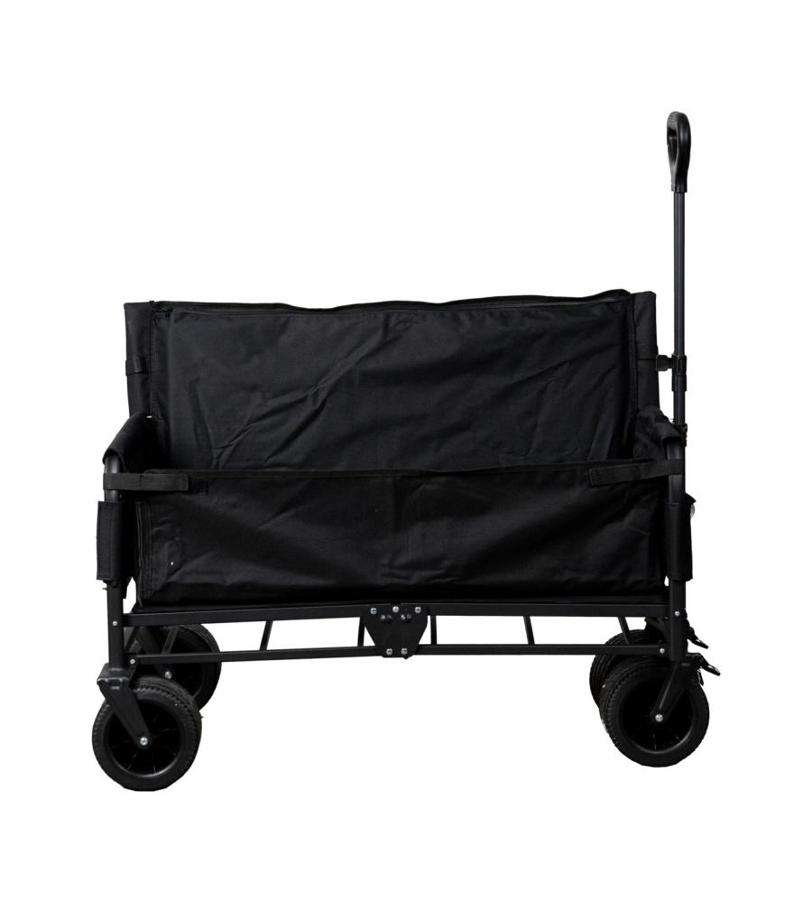 CARRELLO PIEGHEVOLE EUROGARDEN CON RUOTE E FUNZIONE PANCHINA IN ACCIAIO NERO 108X55,5X73 CM